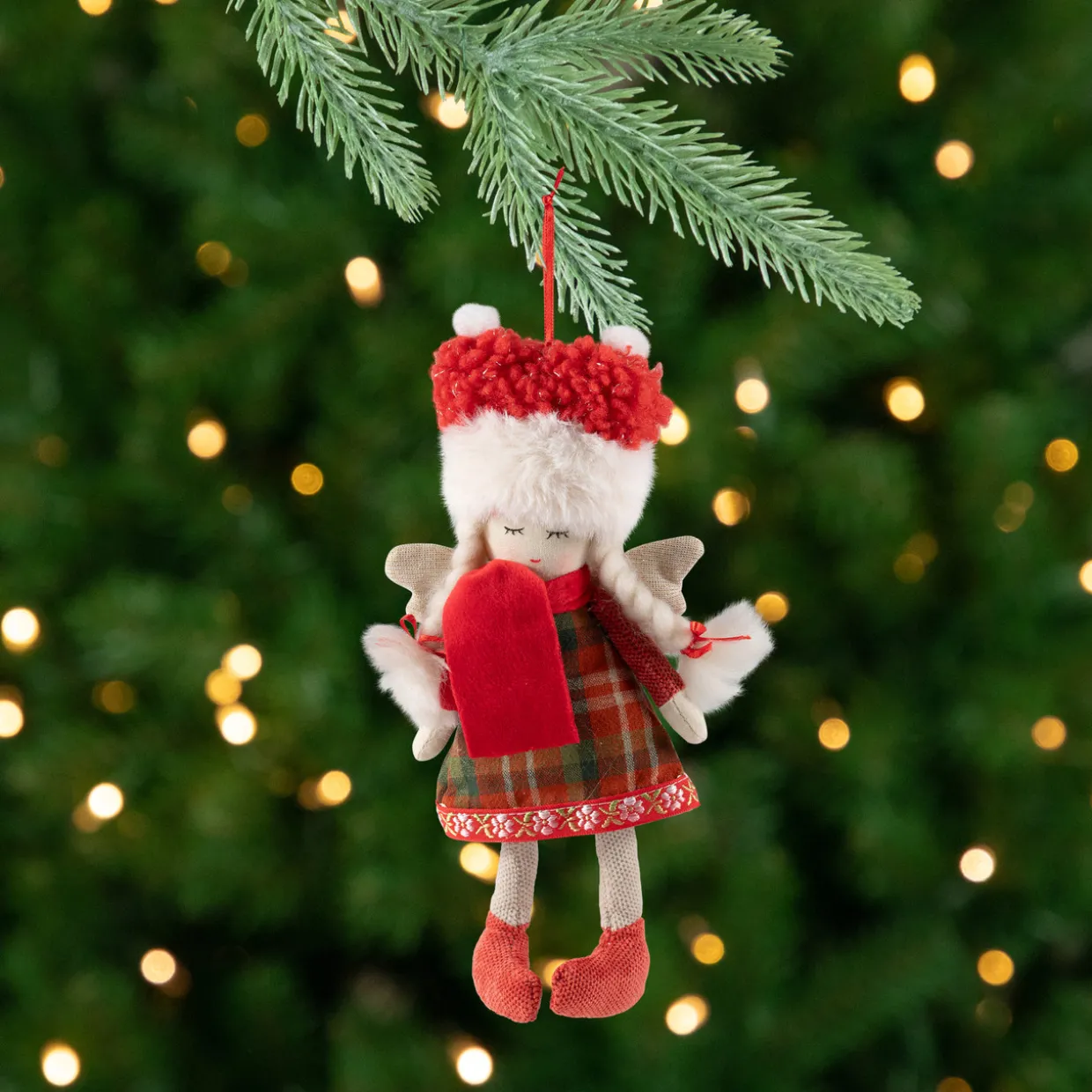 Angel Girl with Glittered Wings Christmas Ornament - 8.5"