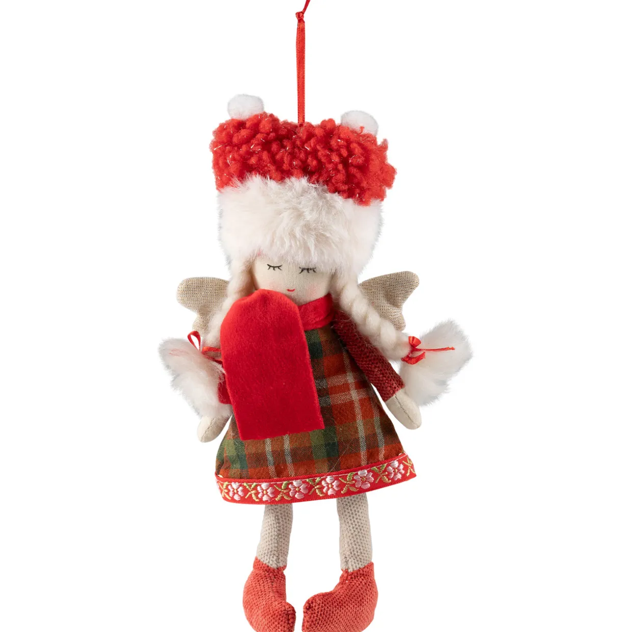 Angel Girl with Glittered Wings Christmas Ornament - 8.5"