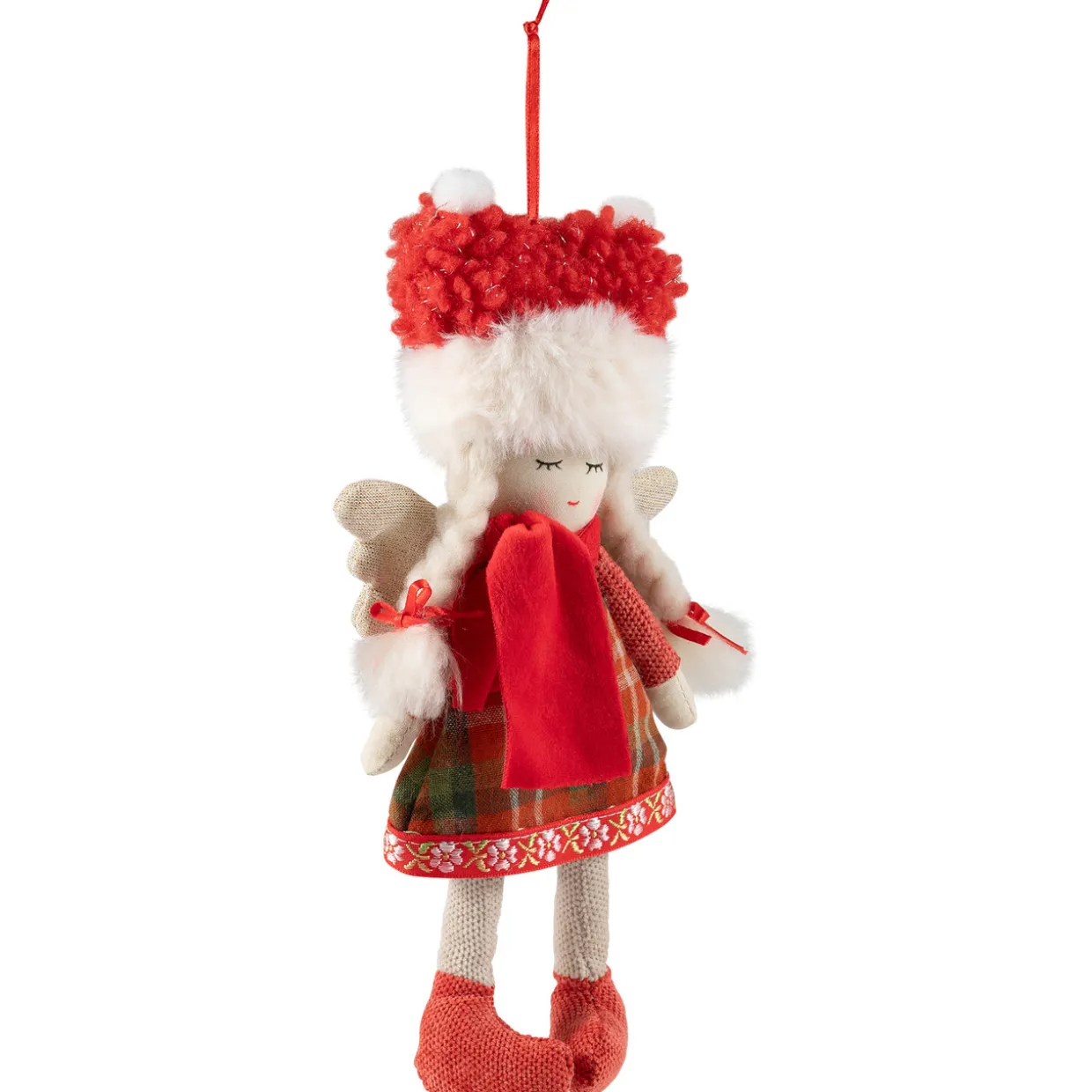 Angel Girl with Glittered Wings Christmas Ornament - 8.5"
