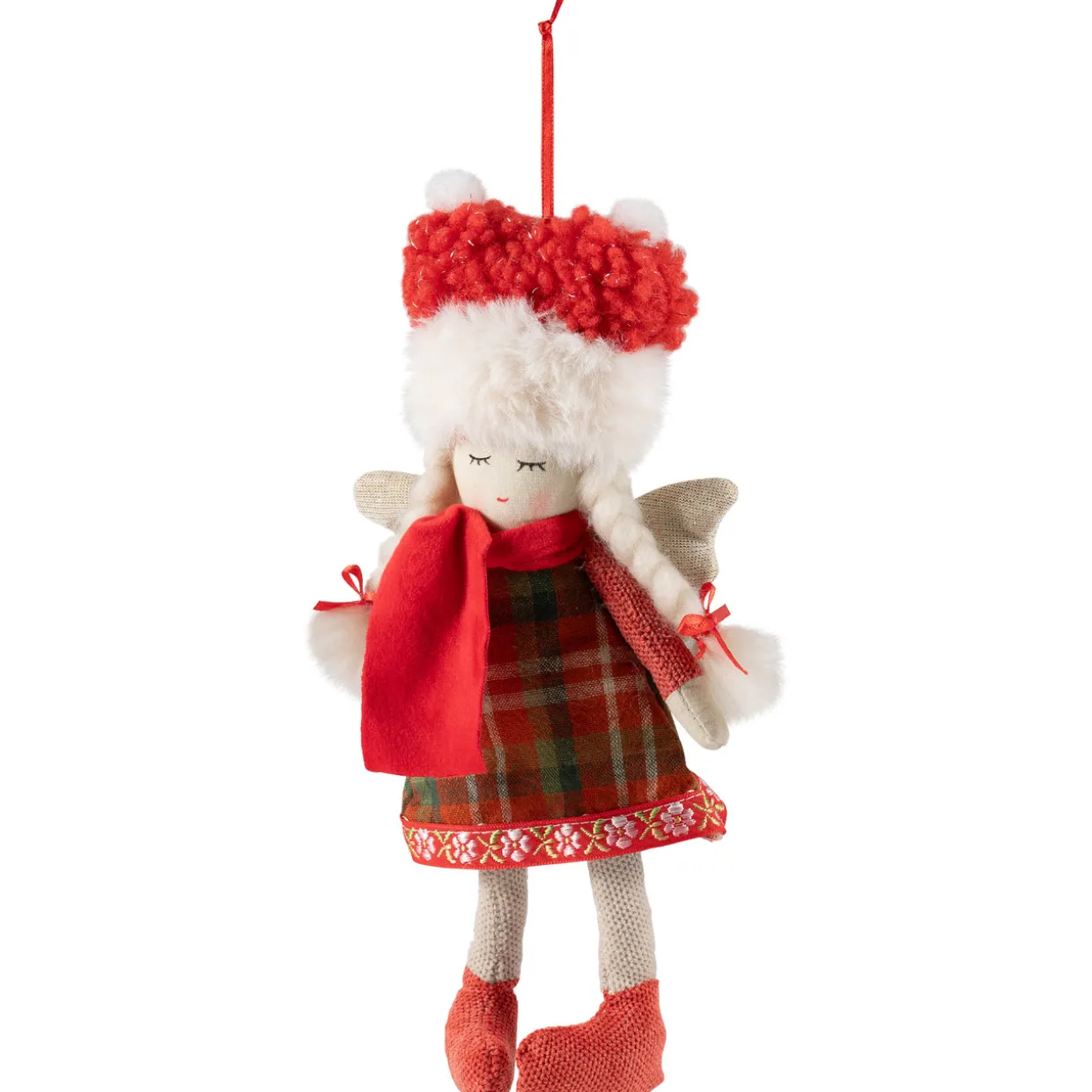 Angel Girl with Glittered Wings Christmas Ornament - 8.5"