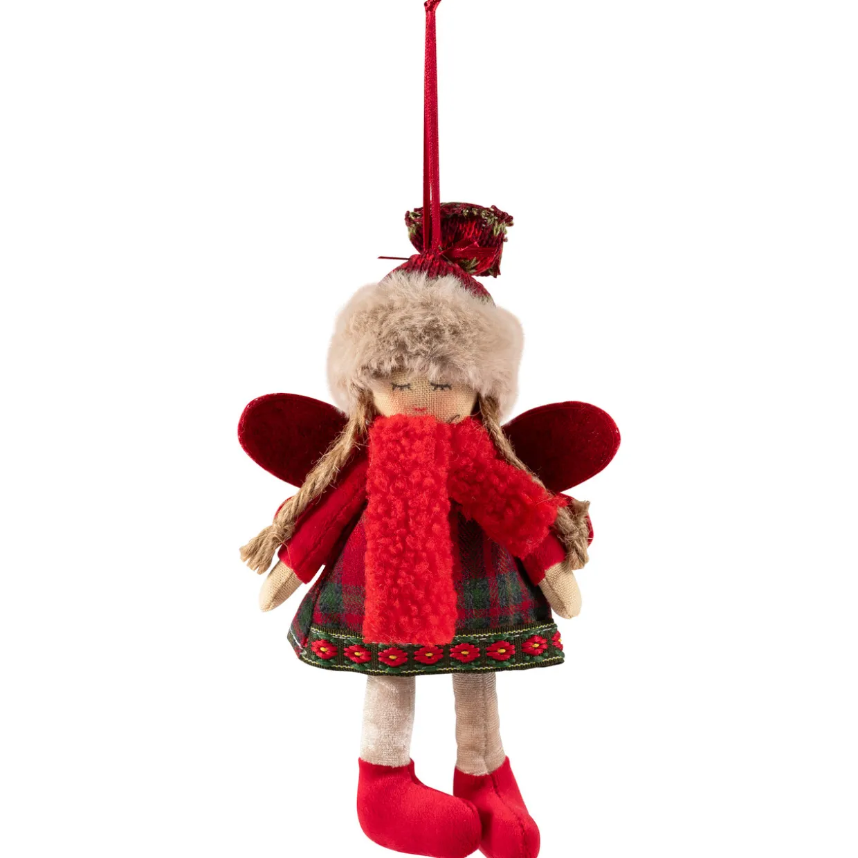 Angel Girl with Knitted Winter Hat Christmas Ornament - 8.5"