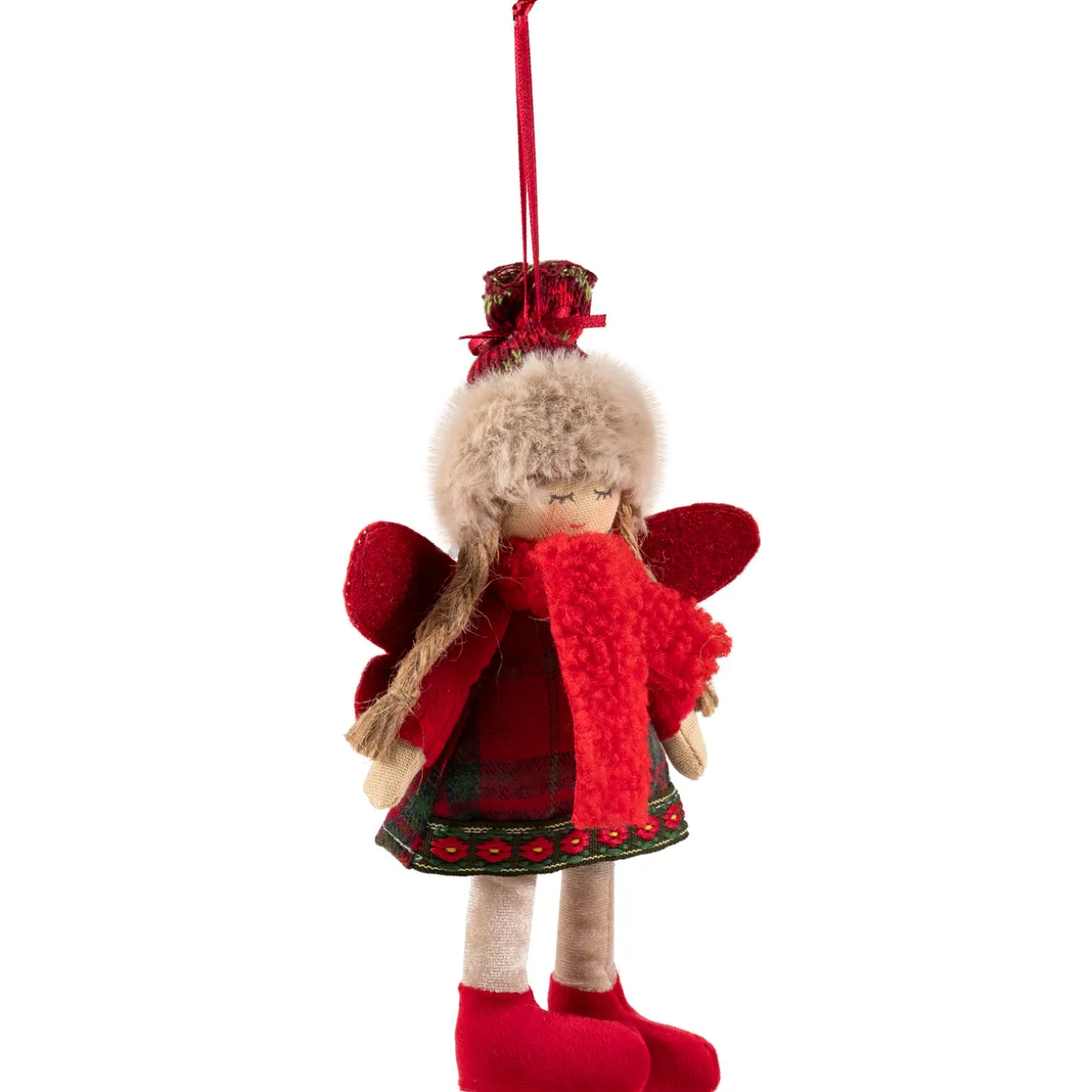 Angel Girl with Knitted Winter Hat Christmas Ornament - 8.5"