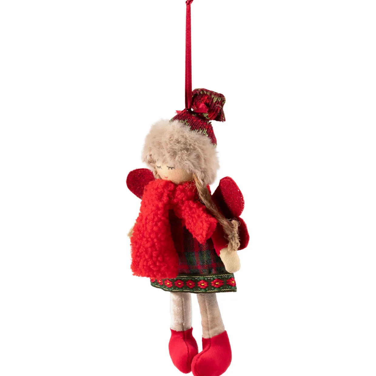 Angel Girl with Knitted Winter Hat Christmas Ornament - 8.5"