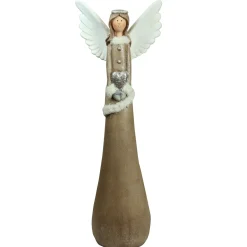Angel with Heart Christmas Figurine - 24" - Brown and White