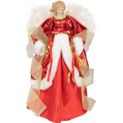 Angel with Lighted Wings Christmas Tree Topper - 14" - Red and White