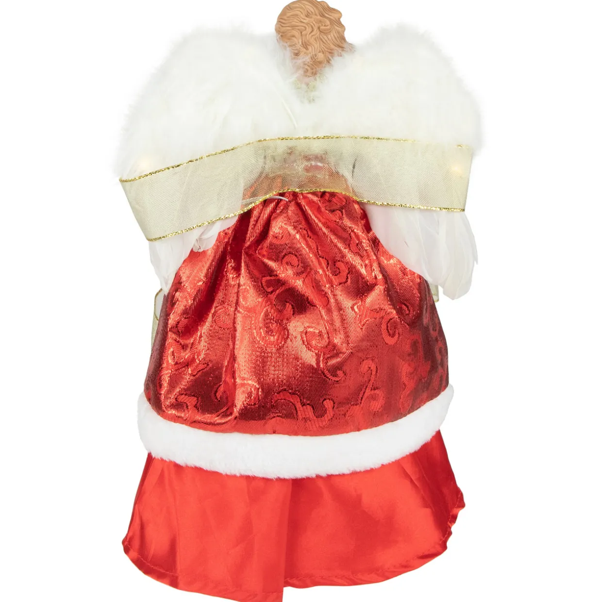 Angel with Lighted Wings Christmas Tree Topper - 14" - Red and White