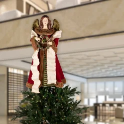 Angel with Wings Commercial Size Christmas Tree Topper - 3' - Brown and Red - Unlit