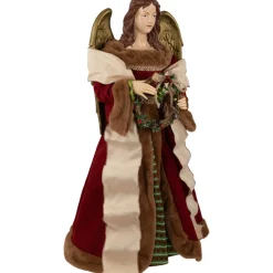 Angel with Wings Commercial Size Christmas Tree Topper - 3' - Brown and Red - Unlit