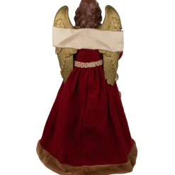 Angel with Wings Commercial Size Christmas Tree Topper - 3' - Brown and Red - Unlit