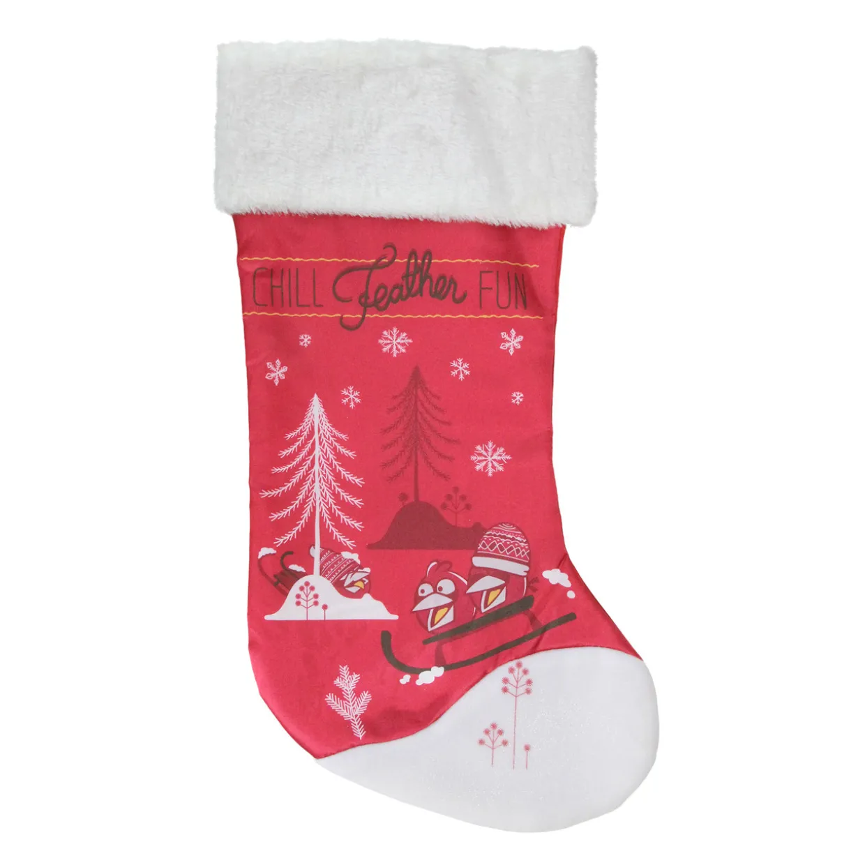 19"Angry Birds Red with White Cuff Decorative Printed Christmas Stocking