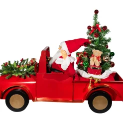 Animated and Musical Santa Driving Vintage Truck Christmas Decoration - 36.5"