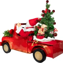 Animated and Musical Santa Driving Vintage Truck Christmas Decoration - 36.5