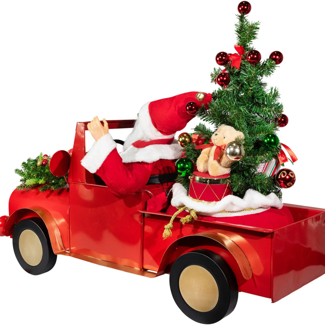 Animated and Musical Santa Driving Vintage Truck Christmas Decoration - 36.5"