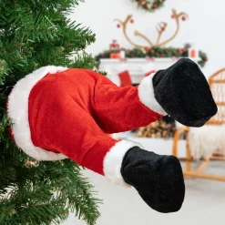 Animated and Musical Santa's Kicking Legs Christmas Village Decoration - 25.5"