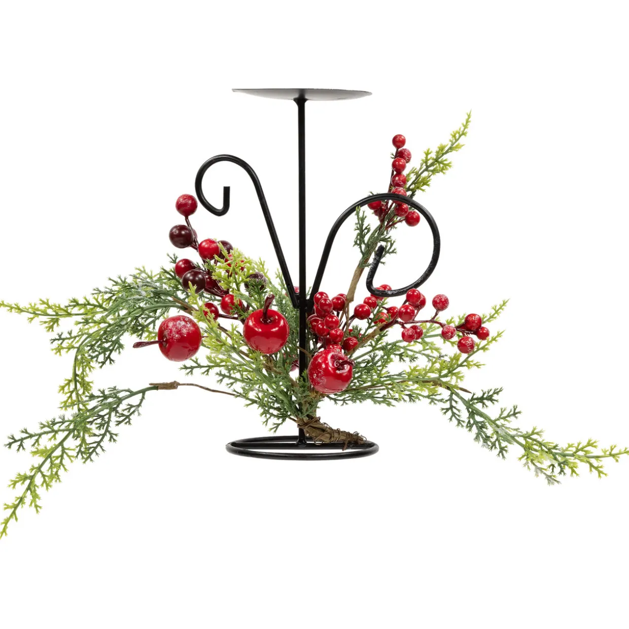 Apples and Berries Christmas Pillar Candle Holder - 10" - Green and Red