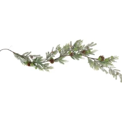 Artificial Christmas Garland with Frosted Foliage and Pinecones - 5' x 8" - Unlit