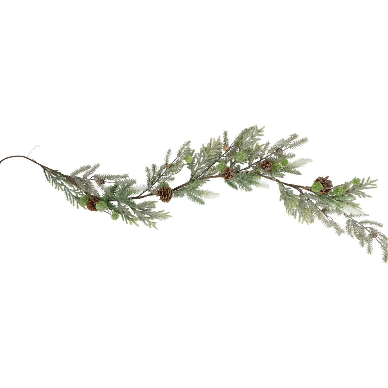 Artificial Christmas Garland with Frosted Foliage and Pinecones - 5' x 8" - Unlit
