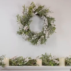 Artificial Christmas Garland with Frosted Foliage and Pinecones - 5' x 8" - Unlit