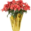 Artificial Christmas Poinsettia with Wrapped Base - 28" - Pink