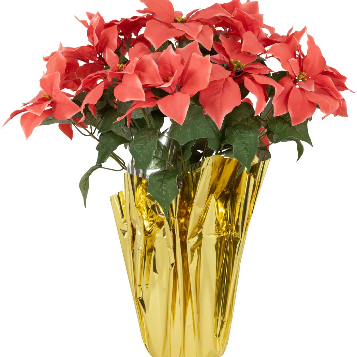 Artificial Christmas Poinsettia with Wrapped Base - 28" - Pink