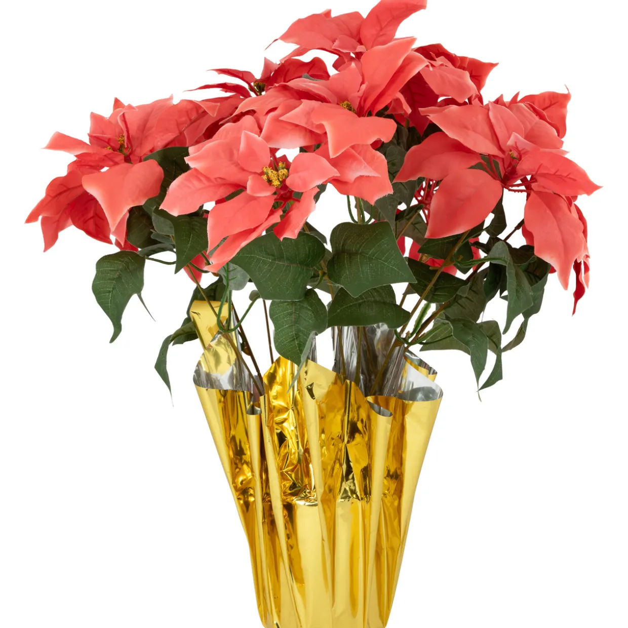 Artificial Christmas Poinsettia with Wrapped Base - 20" - Pink
