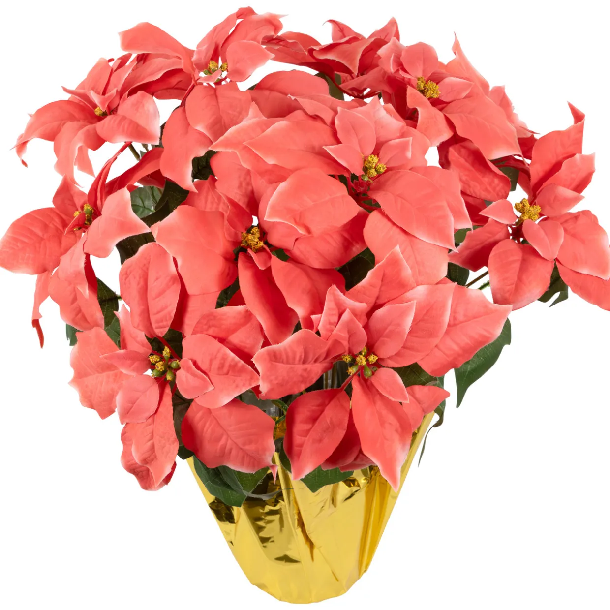 Artificial Christmas Poinsettia with Wrapped Base - 20" - Pink