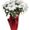 Artificial Christmas Poinsettia Flowers with Wrapped Base - 22" - White