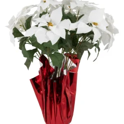 Artificial Christmas Poinsettia Flowers with Wrapped Base - 22" - White