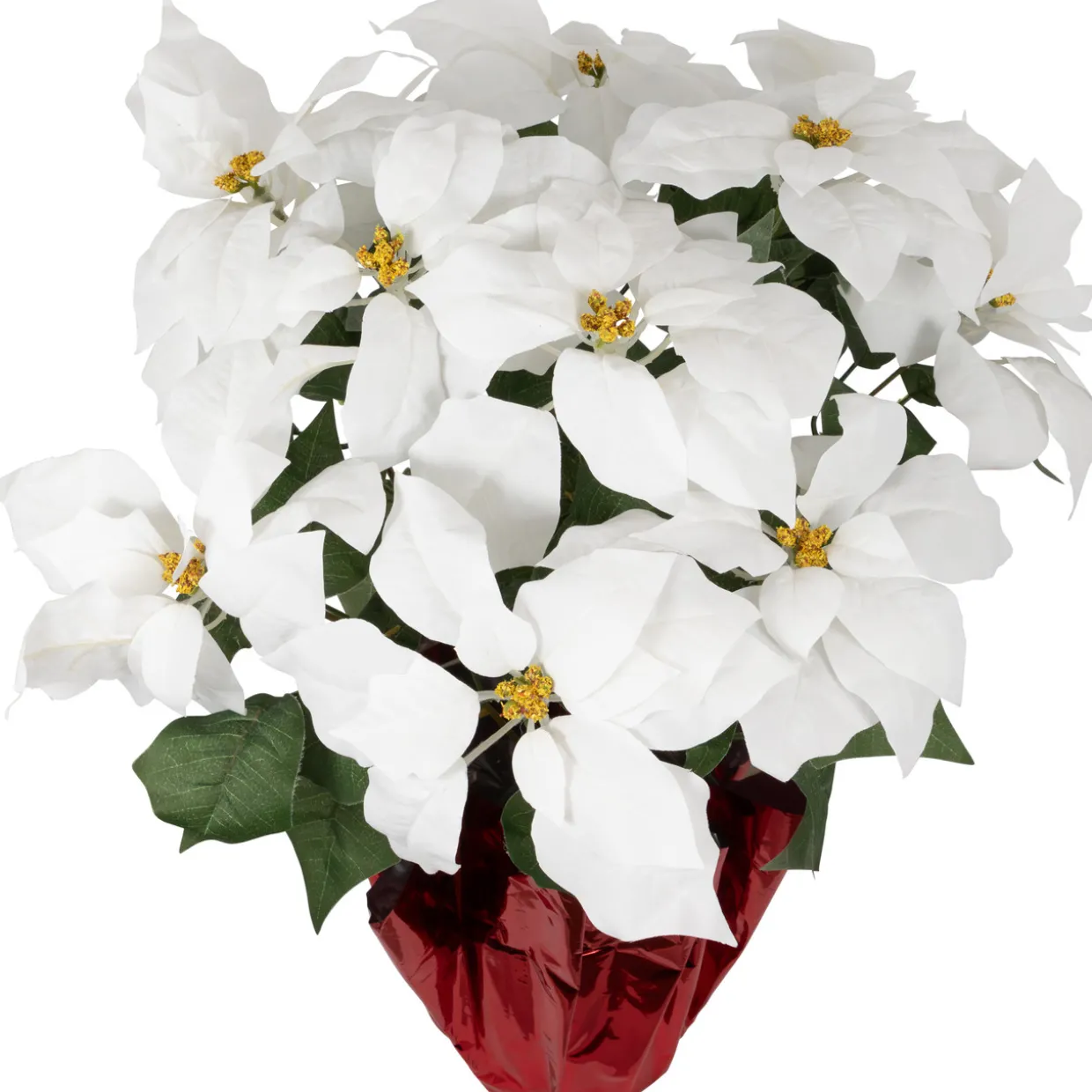 Artificial Christmas Poinsettia Flowers with Wrapped Base - 22" - White