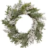 Artificial Christmas Wreath with Frosted Foliage and Berries, 20-Inch, Unlit