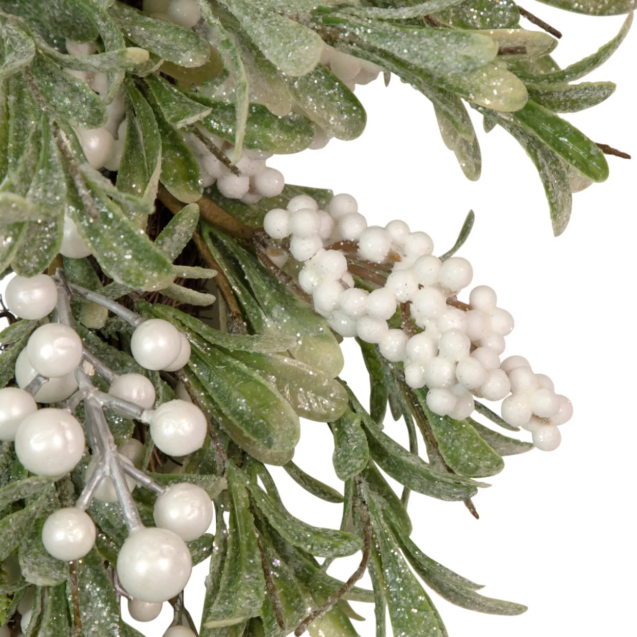 Artificial Christmas Wreath with Frosted Foliage and Berries, 20-Inch, Unlit