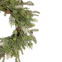 Artificial Christmas Wreath with Frosted Foliage and Pine Cones - 24