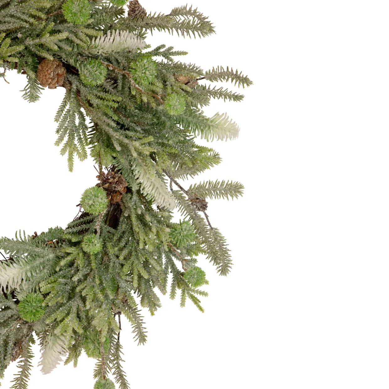 Artificial Christmas Wreath with Frosted Foliage and Pine Cones - 24" - Unlit