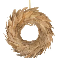 Artificial Feather Wreath - 14" - Gold