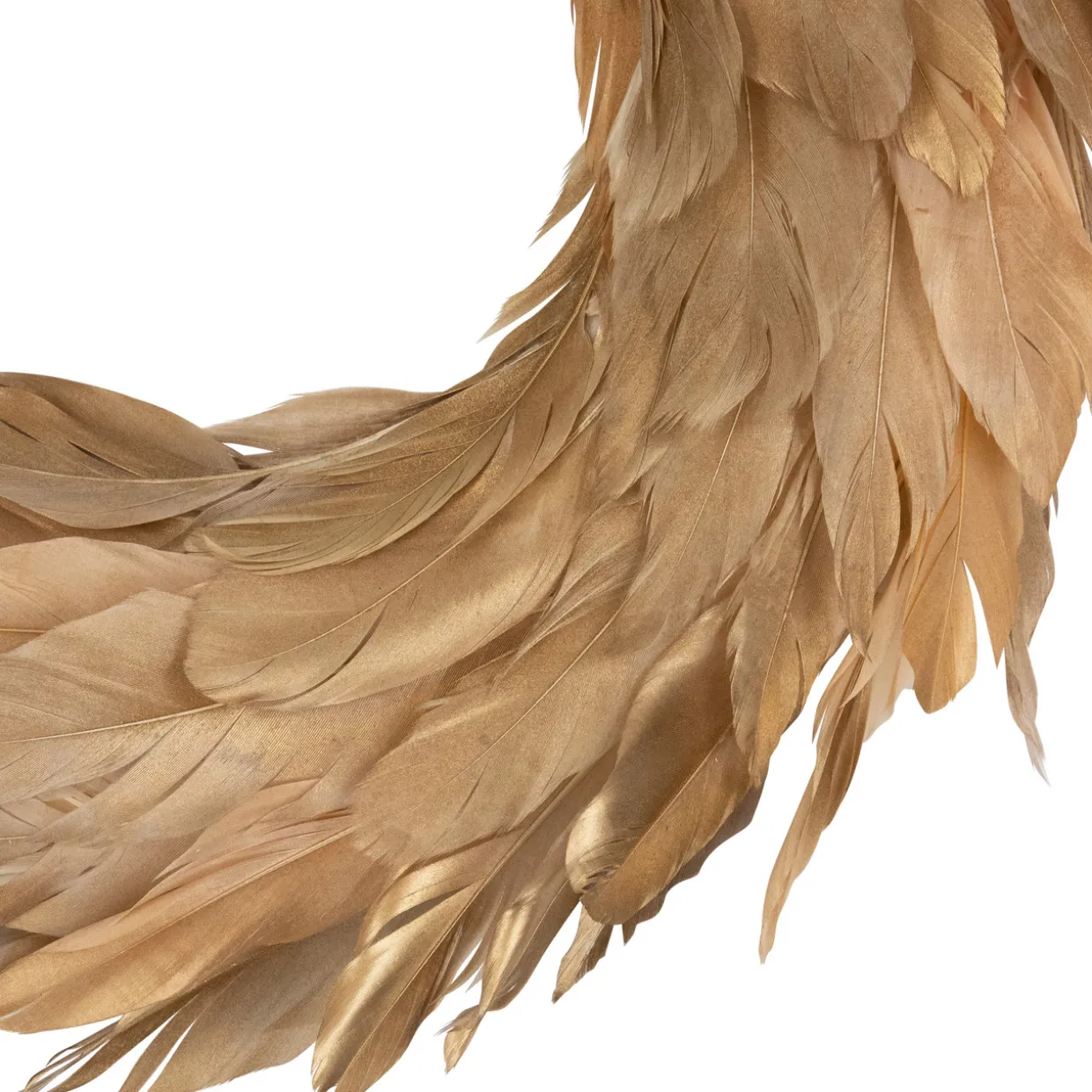 Artificial Feather Wreath - 14" - Gold