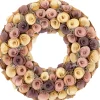 Artificial Floral Wooden Spring Wreath - 12" - Pink and Yellow