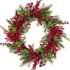 Artificial Frosted Red Berry and Pine Christmas Wreath, 28-Inch, Unlit