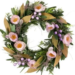 Artificial Mixed Floral and Greenery Spring Wreath - 13" - Purple