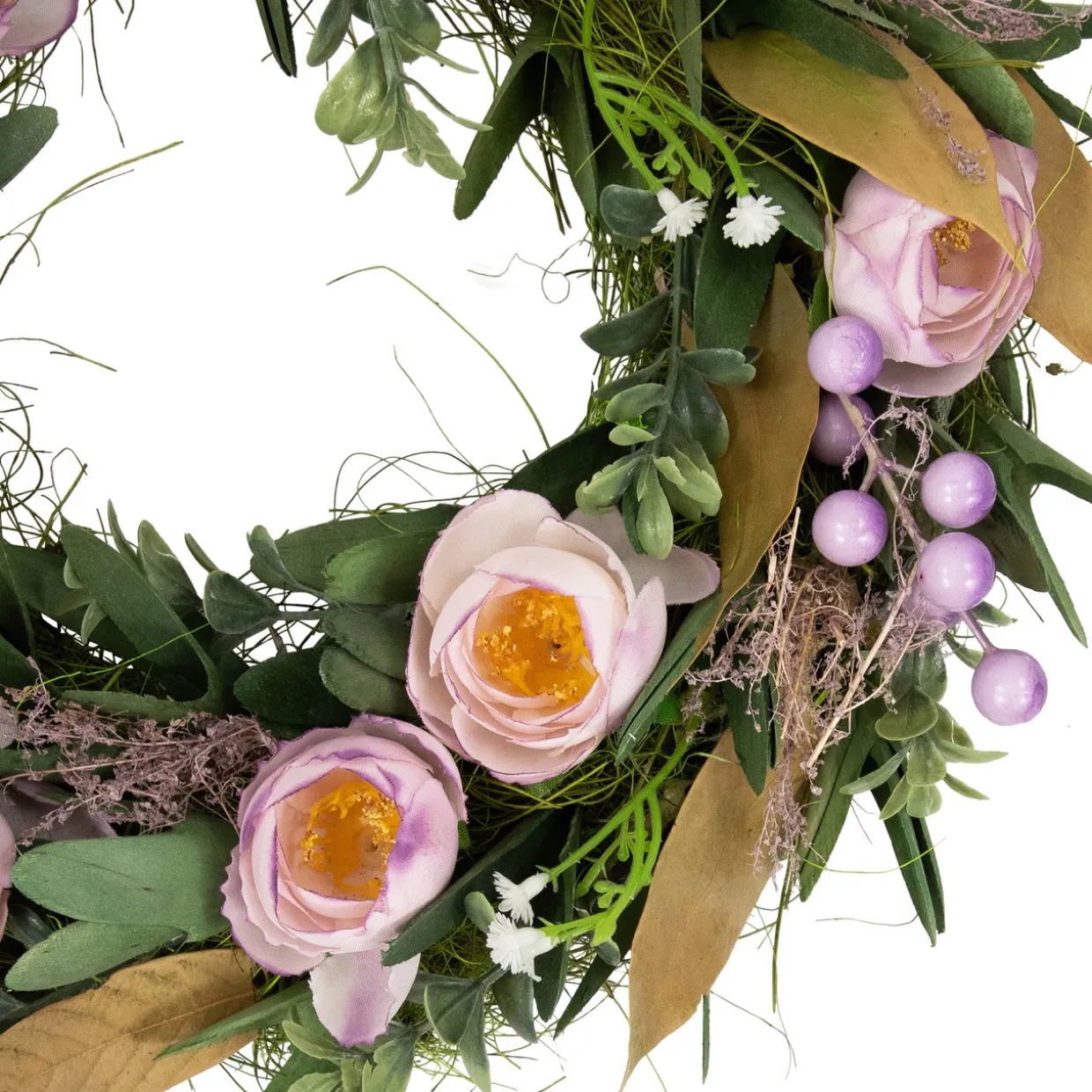 Artificial Mixed Floral and Greenery Spring Wreath - 13" - Purple