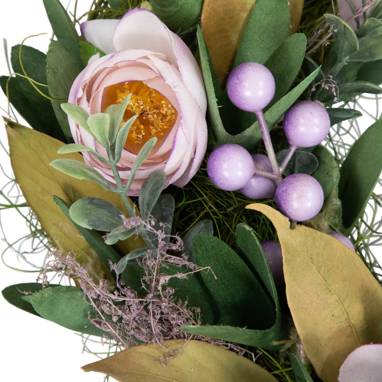 Artificial Mixed Floral and Greenery Spring Wreath - 13" - Purple