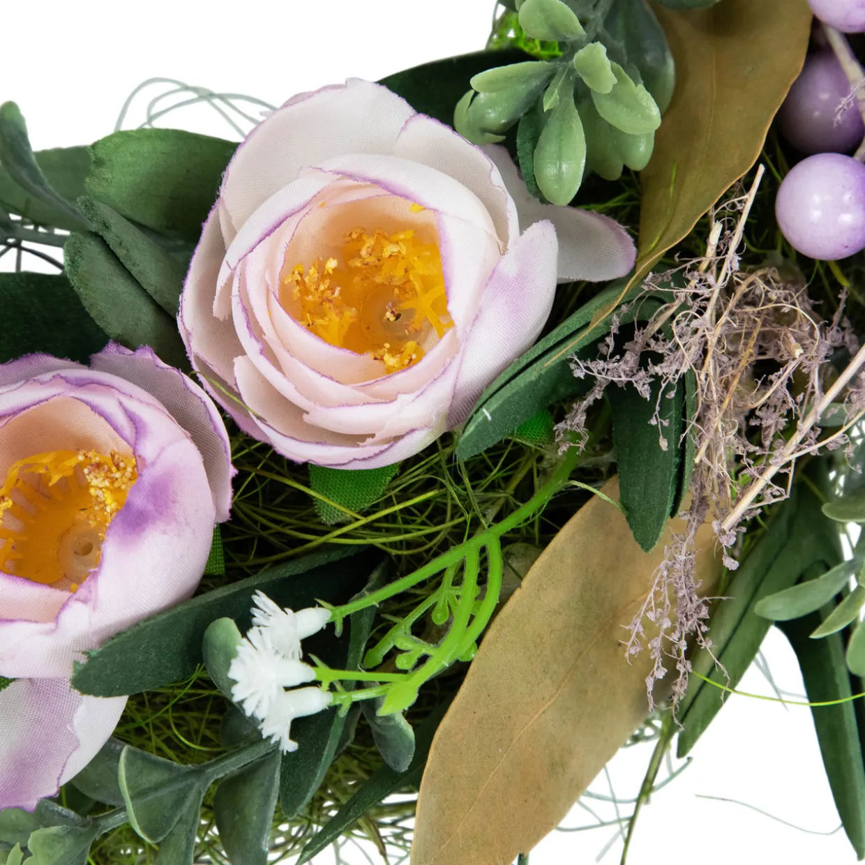 Artificial Mixed Floral and Greenery Spring Wreath - 13" - Purple