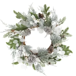 Artificial Mixed Foliage with Pine Cones Christmas Wreath, 28-Inch, Unlit