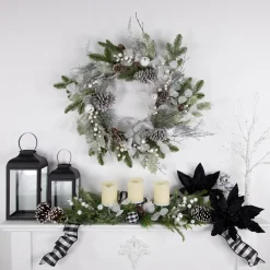 Artificial Mixed Foliage with Pine Cones Christmas Wreath, 28-Inch, Unlit