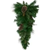 Artificial Mixed Pine with Glitter Pine Cones Christmas Teardrop Swag - 28" - Unlit