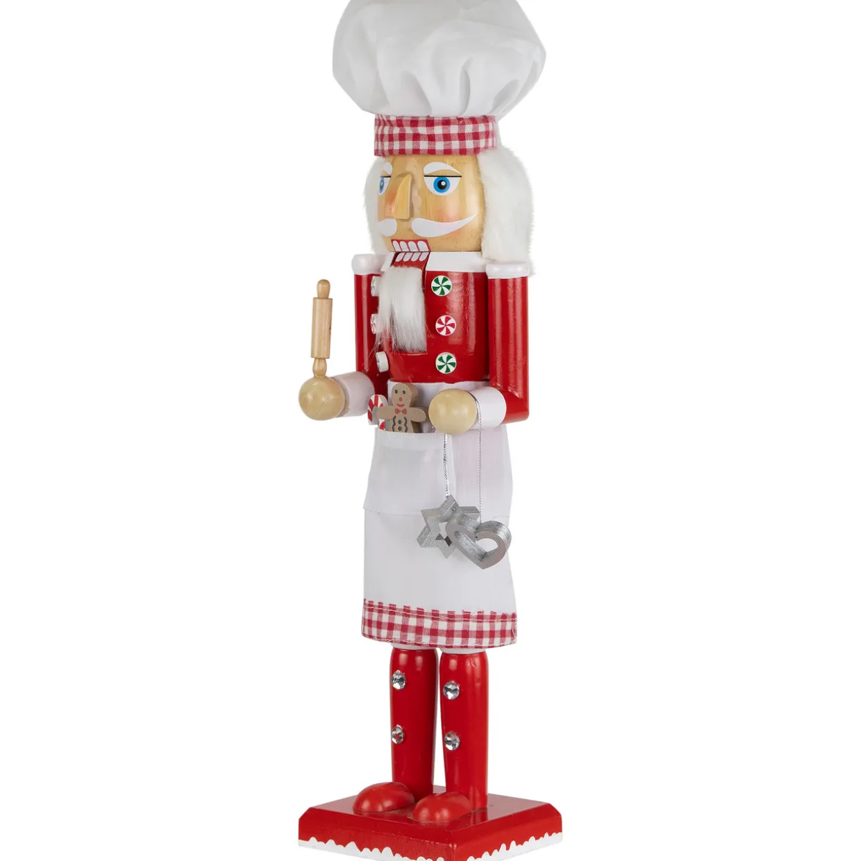 Baker with Rolling Pin Nutcracker Christmas Figure - 15" - White and Red