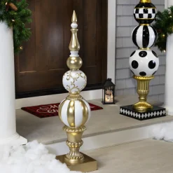 Ball Finial Commercial Size Christmas Decoration 48" - Gold and White