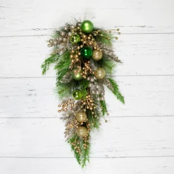 Ball Ornaments and Berries Glittered Artificial Christmas Swag - 25