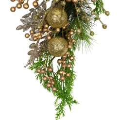 Ball Ornaments and Berries Glittered Artificial Christmas Swag - 25