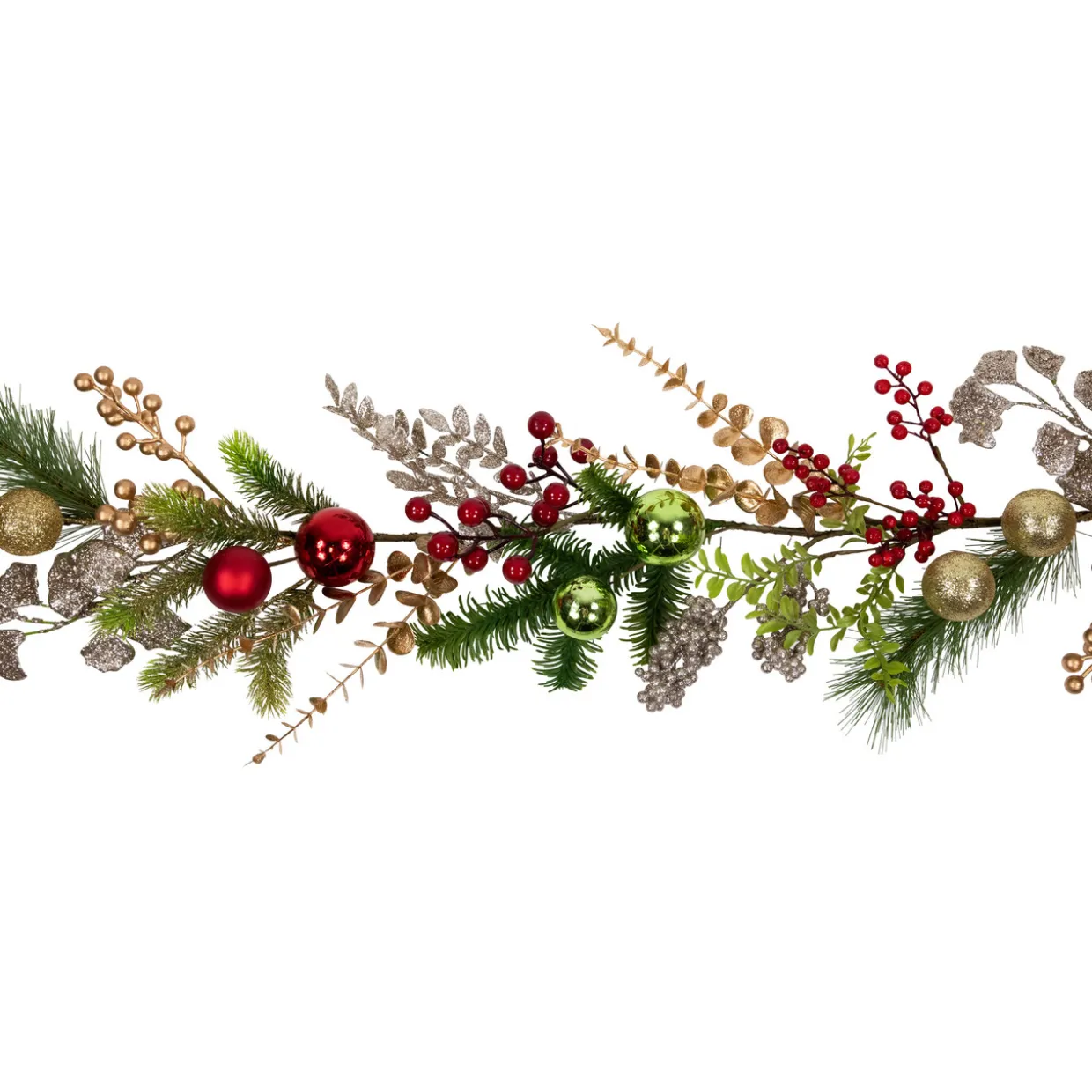 Ball Ornaments Glittered Artificial Christmas Garland - 5' x 10" - Unlit