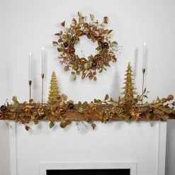 Ball Ornaments Glittered Christmas Garland - 5' x 10" - Gold and Copper Tone